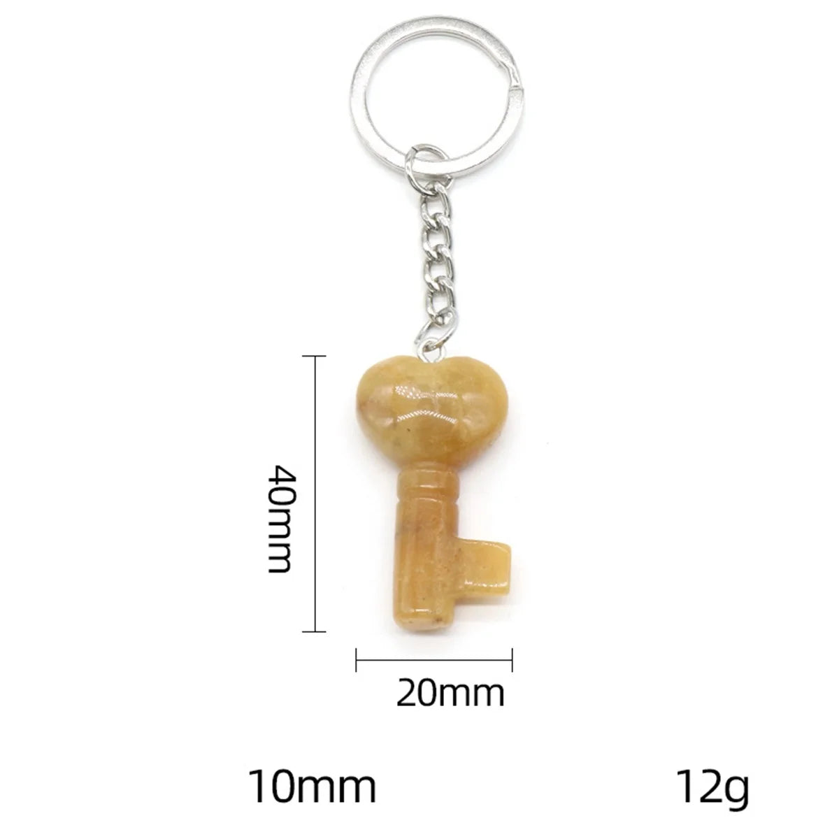 Symbolic Heart Key Crystal Keychain | Natural Healing Stone Pendant Bag & Key Charm