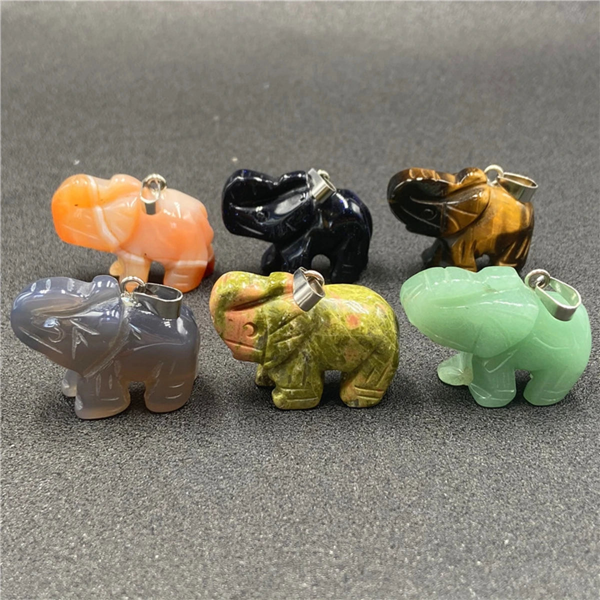 Hand Carved Elephant Gemstone Pendant for Making Jewelry Women Men Healing Protection Lucky Charm 26x38mm Mothers Day Gift