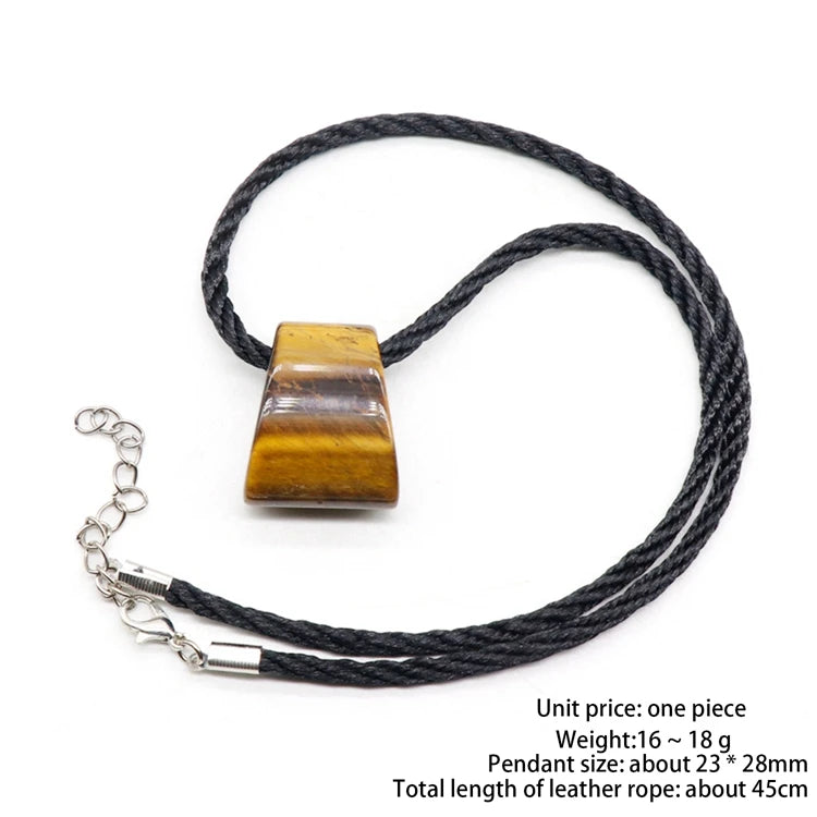 Trapezoid Gemstone Pendant Necklace Big Hole Healing Chakra Crystal