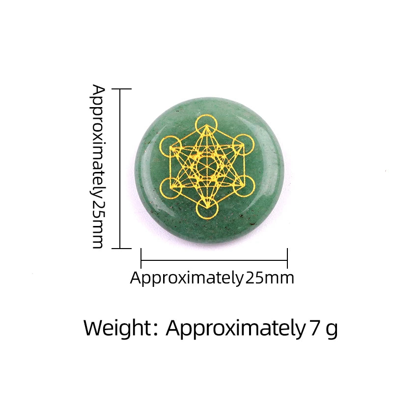 Sacred Geometry Metatron's Cube Stone | 25mm Natural Crystal Grid Stone Meditation & Chakra Healing
