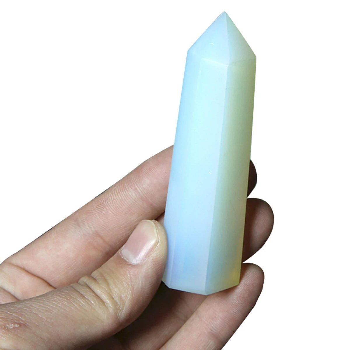 Synthetic Opalite Crystal Point Tower Polished Hexagonal Obelisk Wand for Home Decor Meditation Reiki Crystal Collection Gift