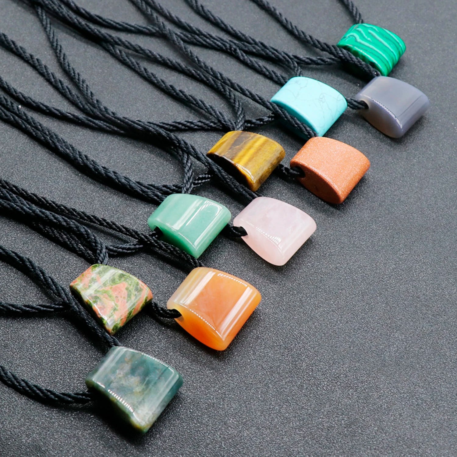 Trapezoid Gemstone Pendant for Making Jewelry Big Hole Stone
