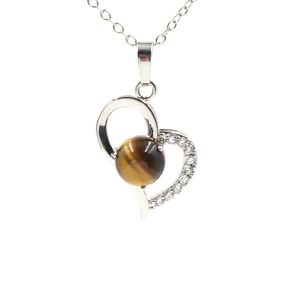 Heart Pendant Necklace, Hollow Love Shape Zircon Inlaid Crystal Bead Chain Necklace, Elegant Women Jewelry Gift