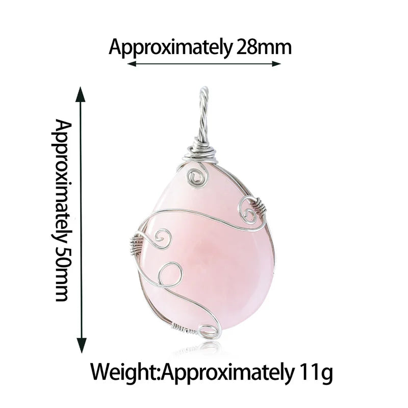 Handmade Wire Wrapped Teardrop Gemstone Pendant Keychain #KC1752