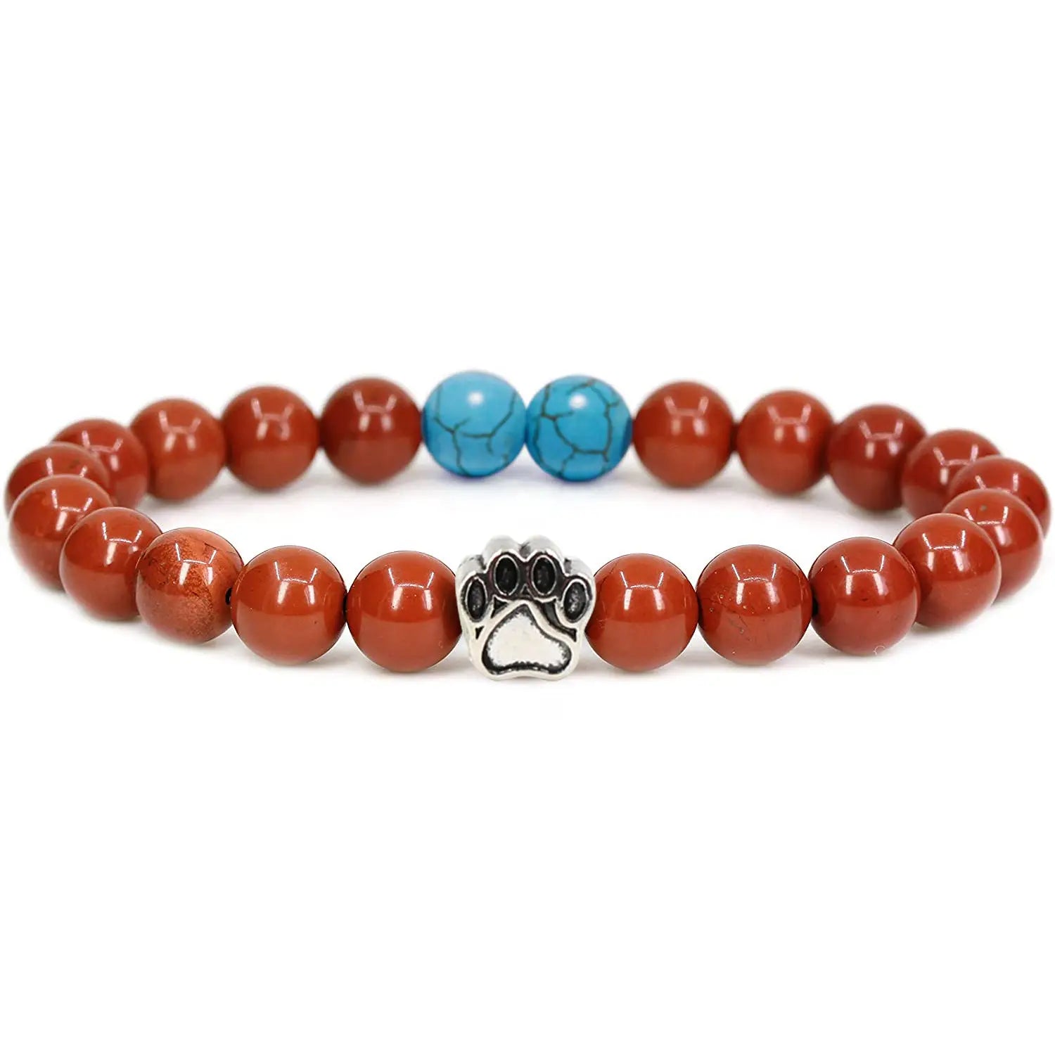 Natural Stone Stretch Beaded Bracelet with Turquoise Accent & Heart Charm Chakra Energy Healing Elastic Bracelet for Women Stacking Jewelry