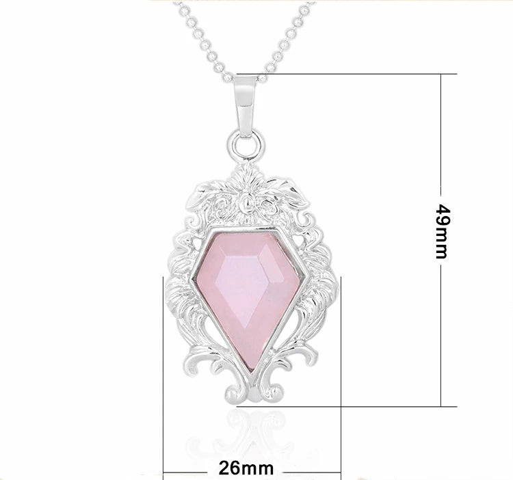 Antique Floral Carved Bezel Set Diamond Shape Natural Crystal Pendant, Multi‑Option Faceted Gemstone Charm for Handmade Necklaces