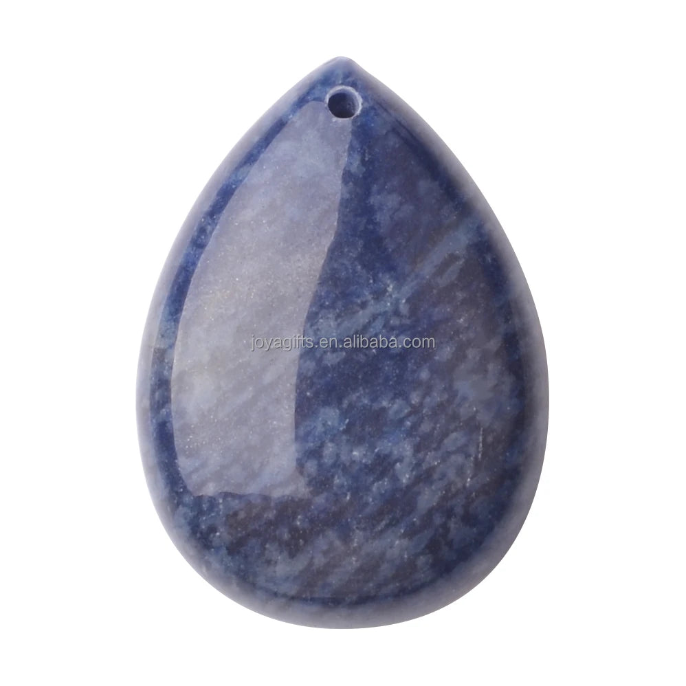 Teardrop Flat Natural Gemstone Pendant, Pre‑Drilled Hole Polished Water Drop Crystal Charm 18×25mm, Mixed Stones DIY Necklace Jewelry‑Making Supply, Reiki Chakra Healing Craft Accessory