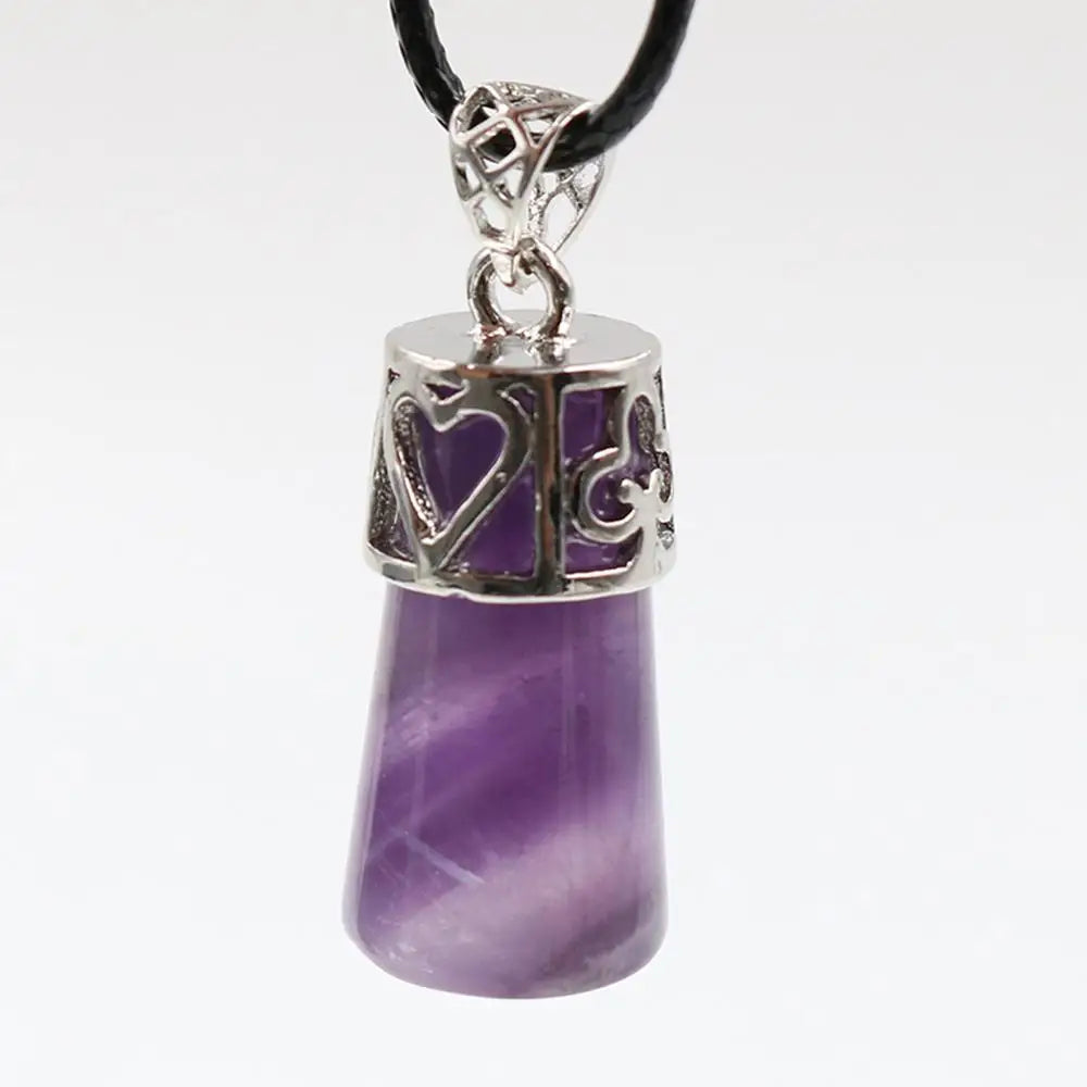 Natural Crystal Trapezoidal Pendant Necklace Mixed Colors Healing Stone Charm Necklace for Women Men Spiritual Energy Jewelry Gift