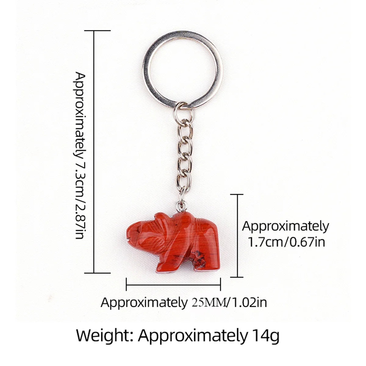 Cute Hand-Carved Natural Stone Polar Bear Keychain - Gemstone Crystal Animal Totem Keyring Backpack Purse Charms Gift
