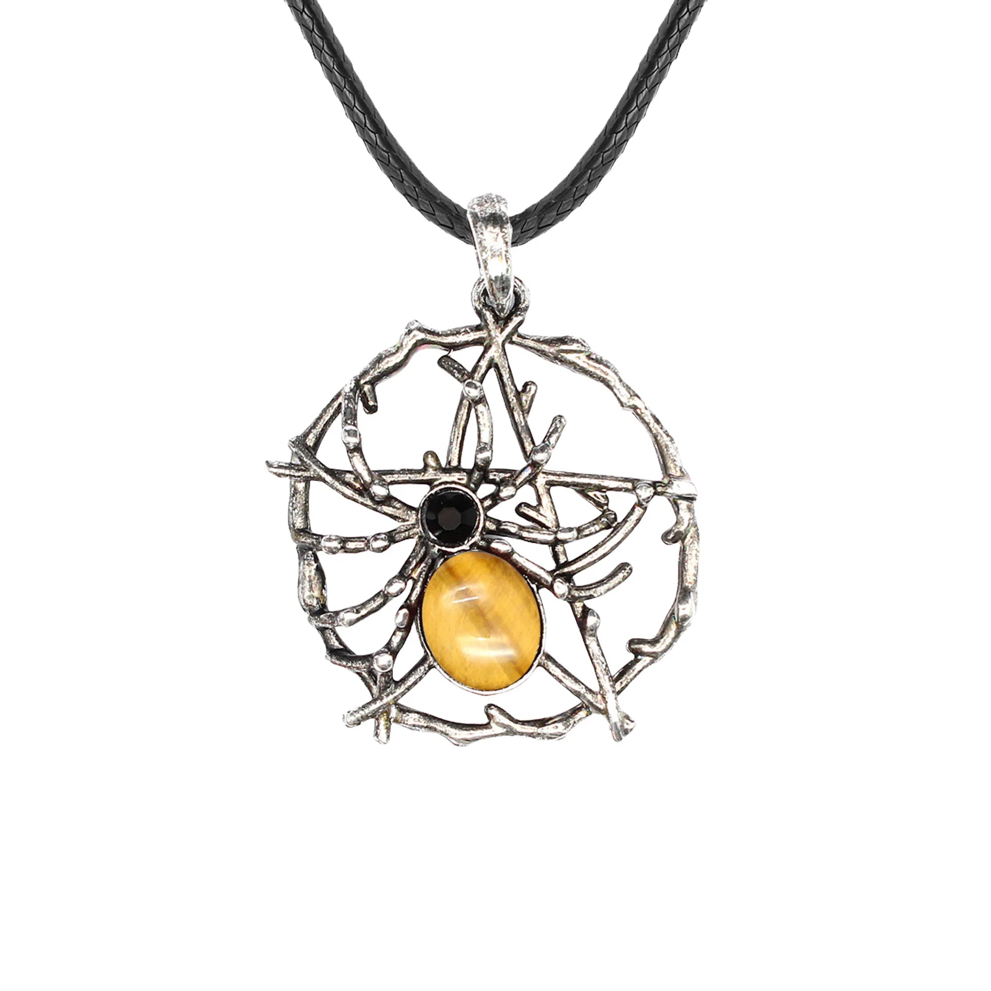 Wholesale Natural Stone Spider Pendant | Gothic Animal-Shape Alloy Necklace with Gemstone for Halloween & Gifts