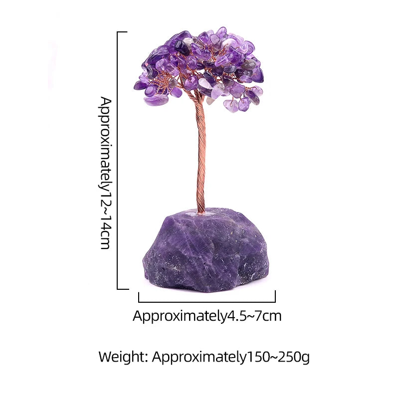 12-14cm Natural Amethyst Tree of Life Crystal Chips Tree for Home Decor & Good Luck