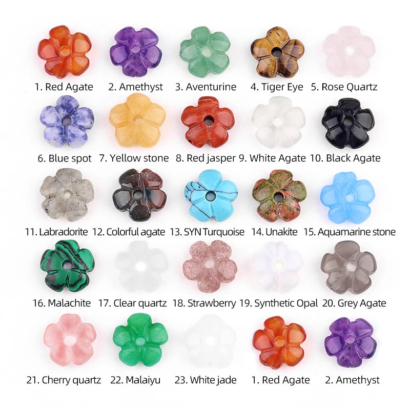 Wholesale Multi Color 10MM Compact and Exquisite Natural Crystal Stone Flower Shaped Beads Side Hole Beads DIY Jewelry Beads