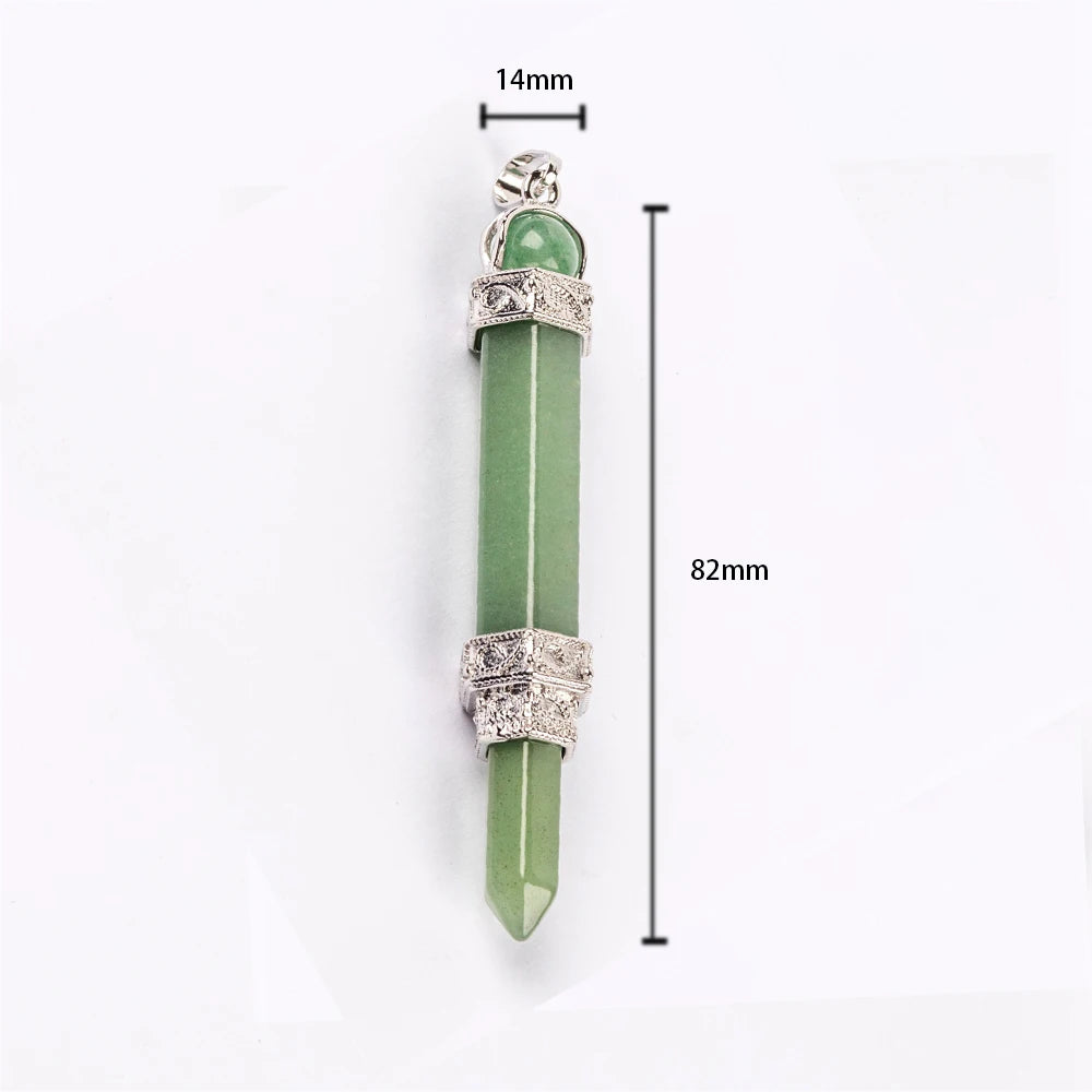 Natural Crystal Triple Point Wand Pendant, Hexagonal Double Terminated Crystal Stone Silver Ornament Reiki Chakra Healing Necklace Charm