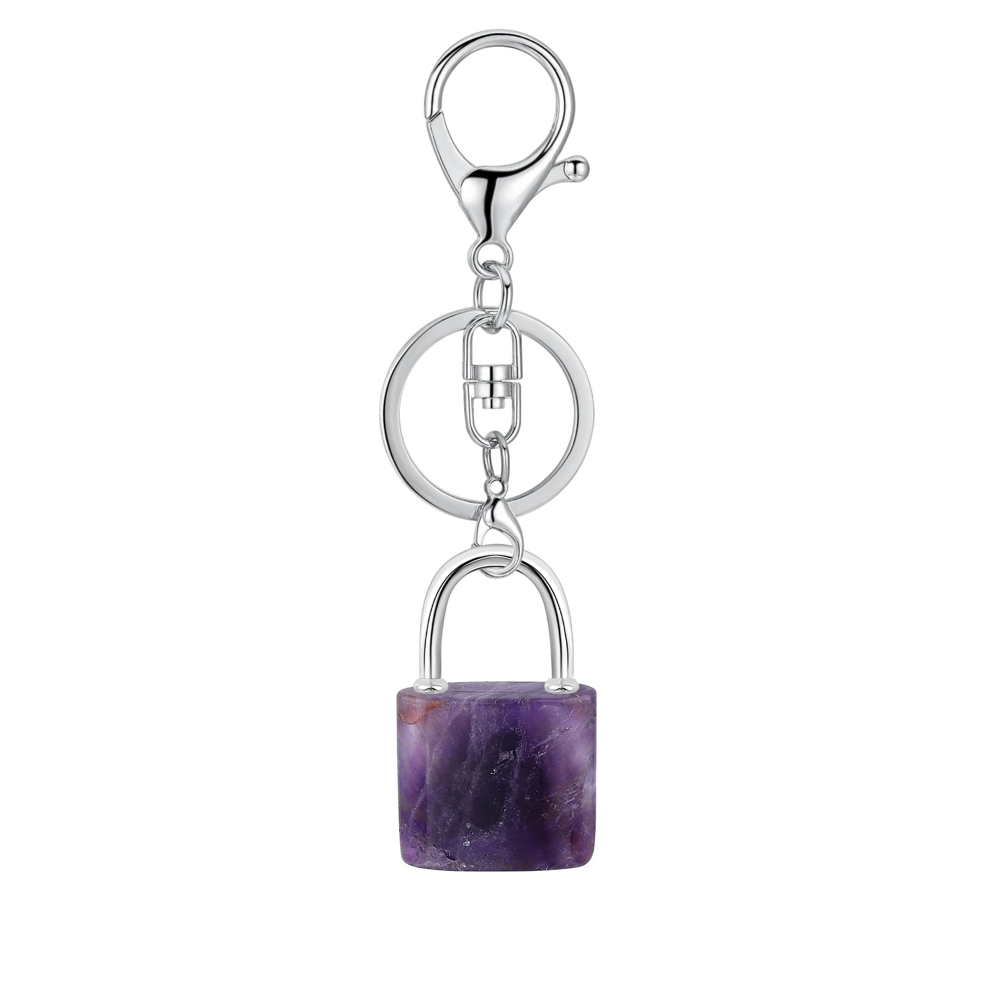 Natural Lock-Shaped Crystal Keychain Good Luck Charm for Women Jewelry Making