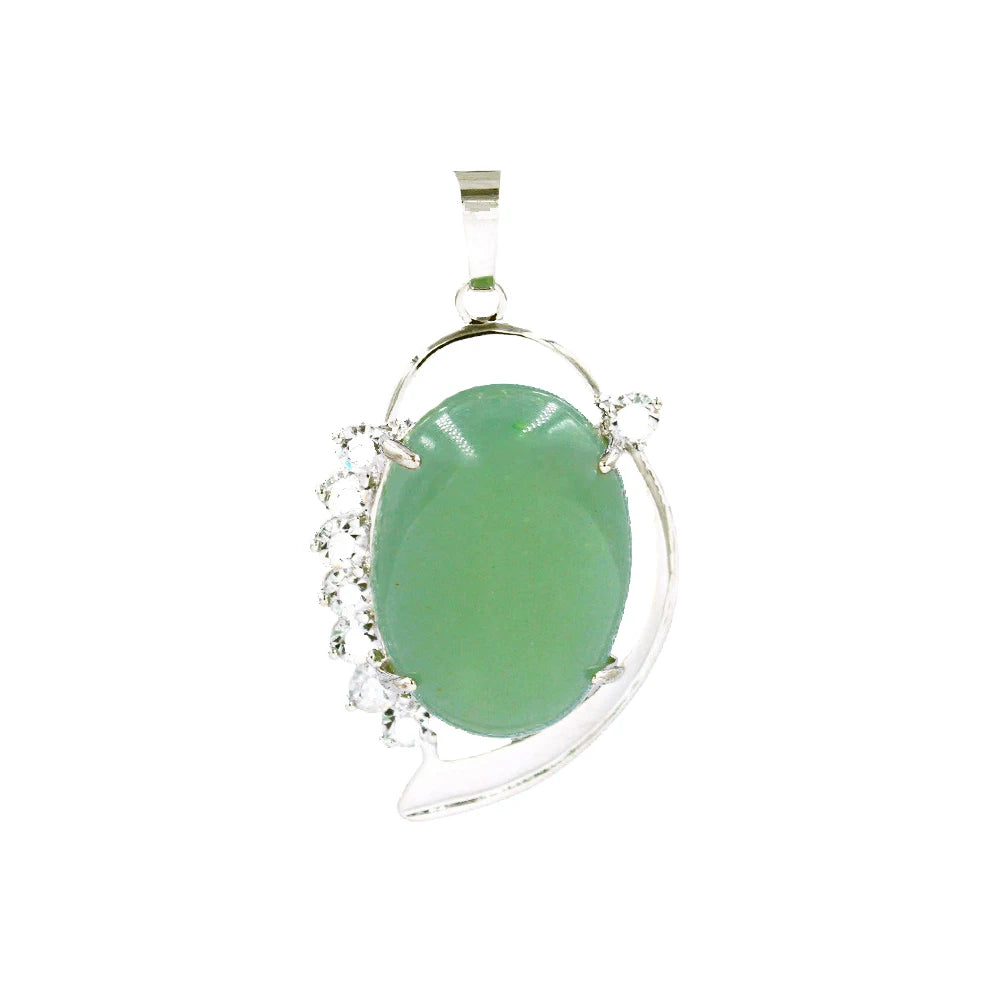 Oval Natural Crystal Leaf Pendant for Making Jewelry Chakra Reiki Healing Stone Jewelry for Women, Multiple Gemstone Selection