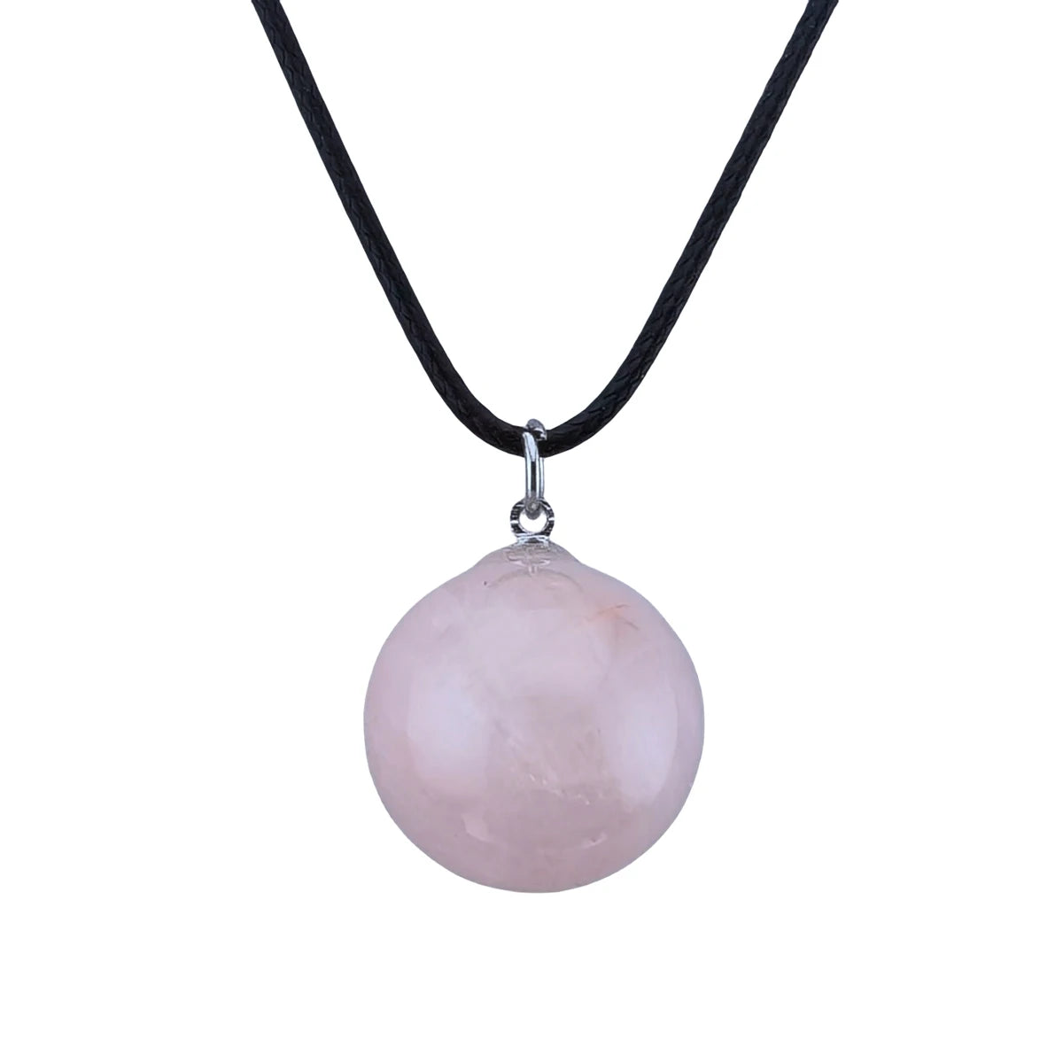 Gothic Rose Quartz Crystal Pendant Necklace - Natural Healing Stone Charm with Black Faux Leather Cord for Men & Women
