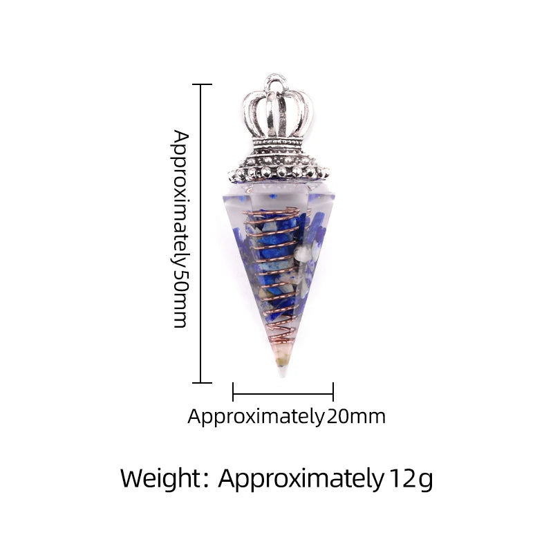 Silver Crown Resin Crystal Pentacle Orgone Pendulum Pendant Dowsing Charm for Wicca & Spiritual Jewelry
