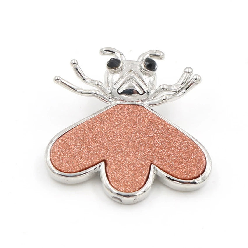 Natural Gemstone Bee Pendant Silver Plated Heart Wing Crystal Bee Charm for DIY Necklace Making Fashion Women Jewelry