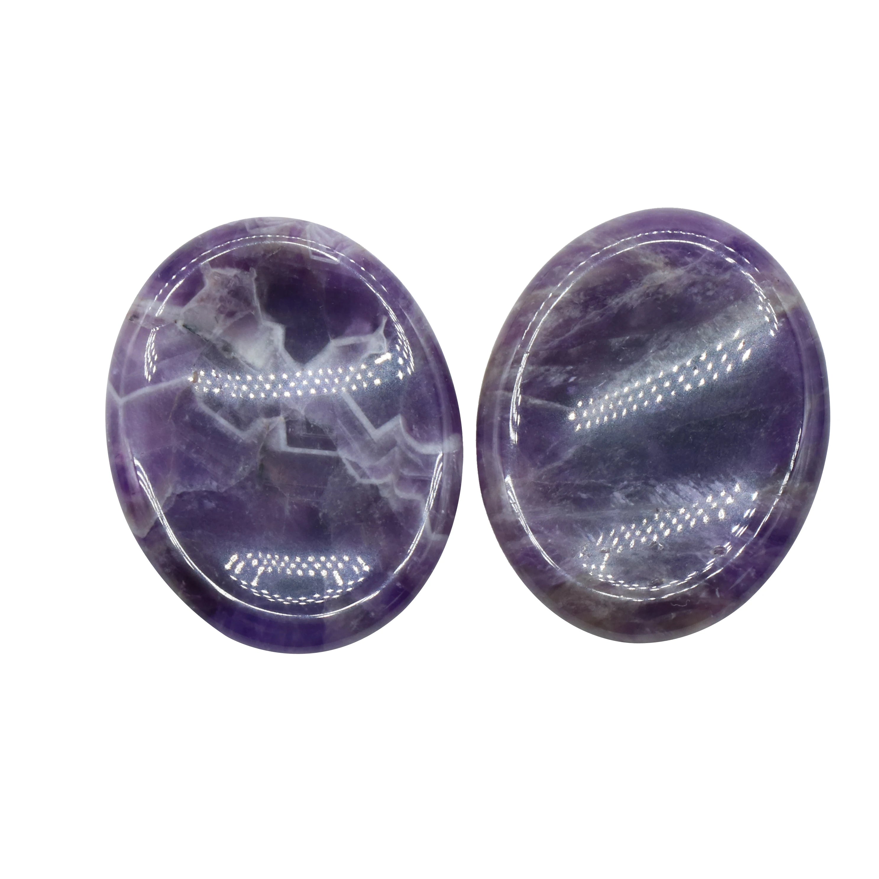 Polished Natural Crystal Oval Worry Stone, Multi Gemstone Thumb Massage Pocket Stone Anxiety Relief Reiki Healing Worry Stone