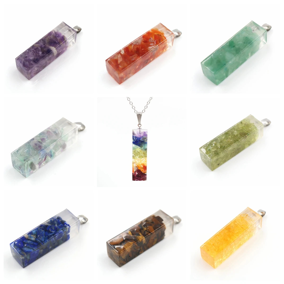 Crystal pendant Amethyst Pendant Crystal gravel square Ladies Fashion Pendant Hexagonal Natural Crystal Quartz Healing