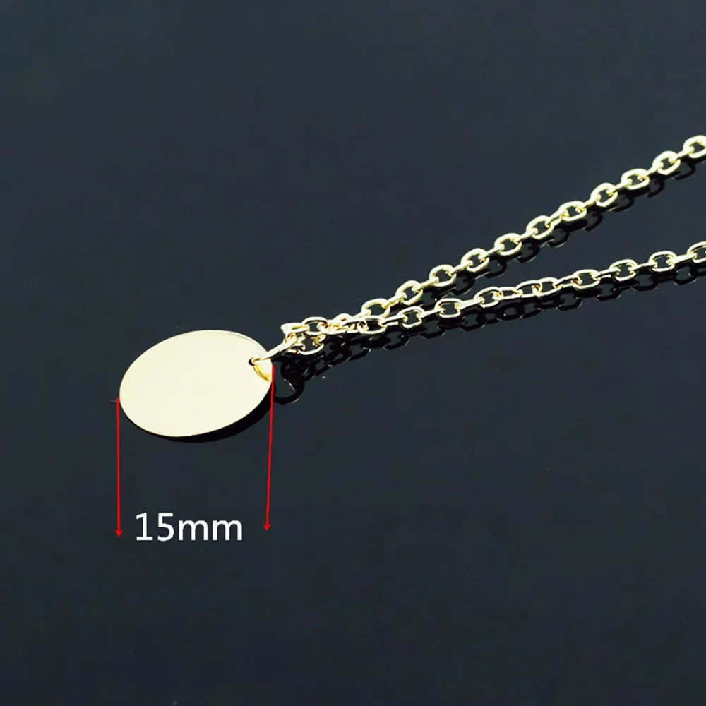 925 Sterling Silver Gold Plated Simple Round Disc Pendant Necklace Minimalist Geometric Circle Coin Chain Jewelry for Women
