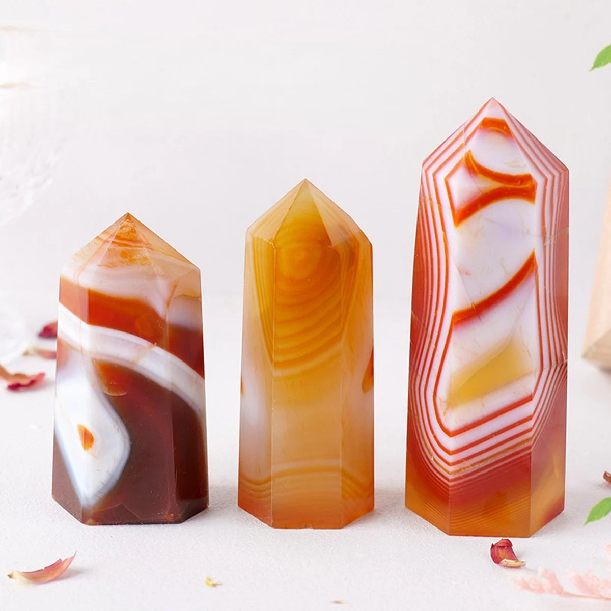 Natural Red Banded Agate Crystal Point Tower Polished Hexagonal Obelisk Wand for Home Decor Meditation Crystal Collection Gift