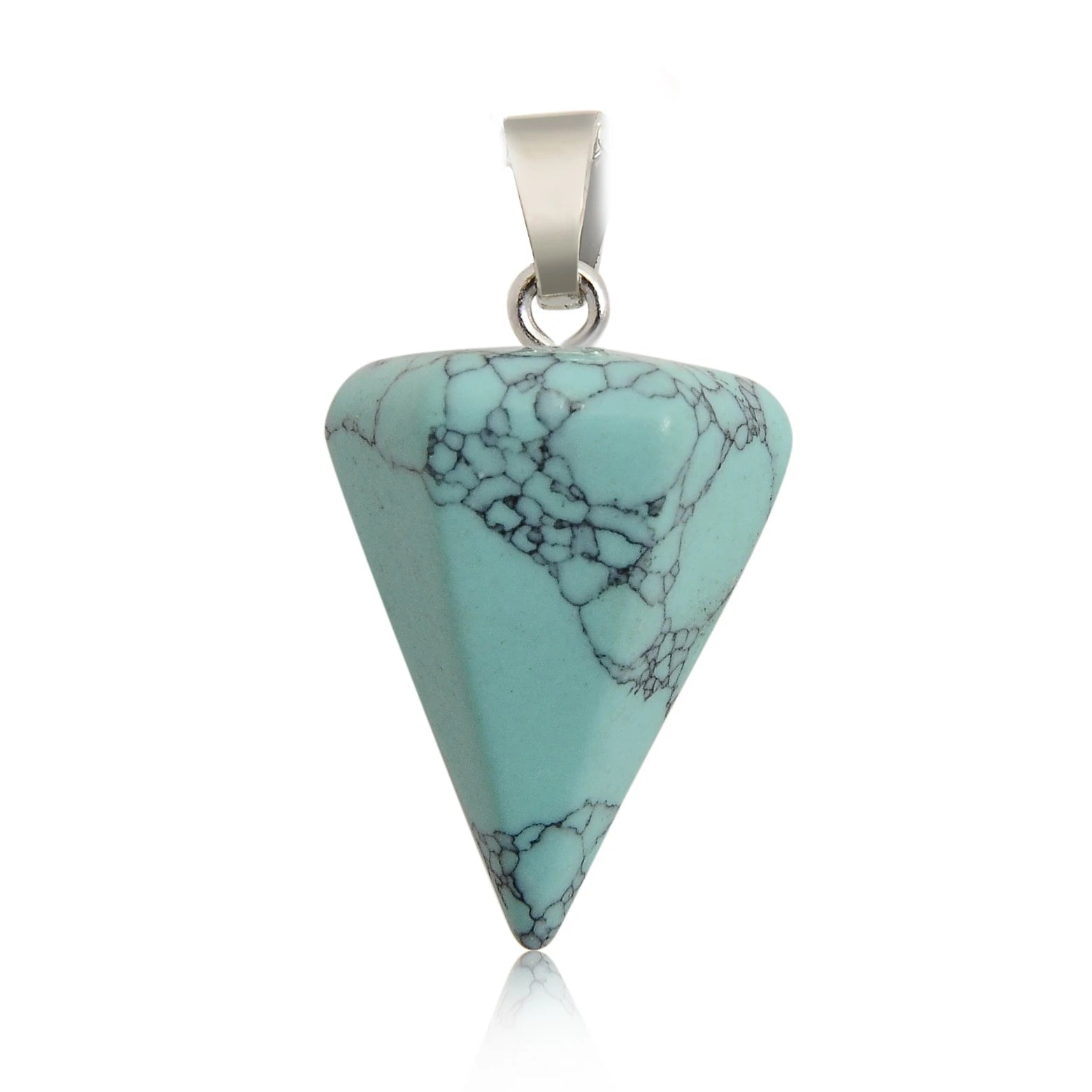 Gothic Faceted Cone Crystal Necklace, Natural Gemstone Pendulum Pendant with Stainless Steel Chain, Minimalist Bullet Point Choker Gift for Women & Men