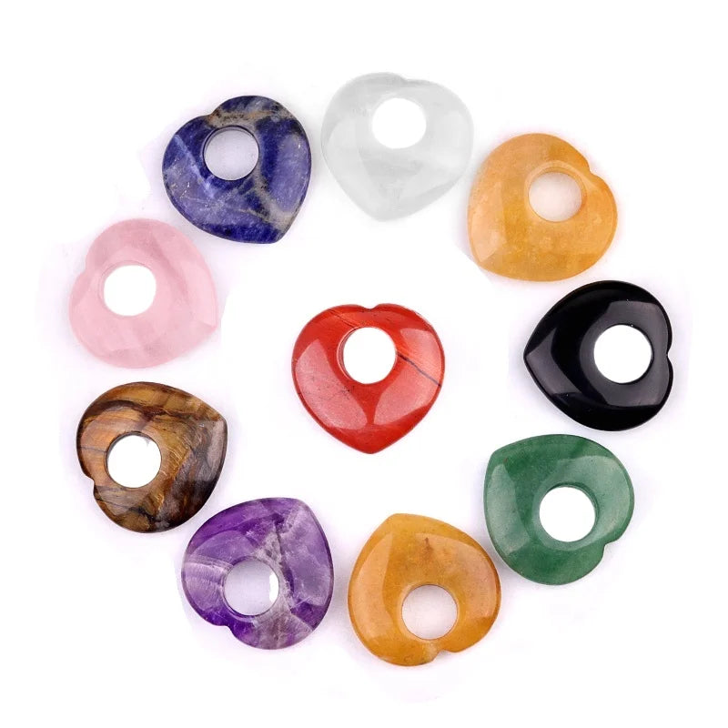 40mm Heart Gemstone Pendant for DIY Necklace Making Gifts