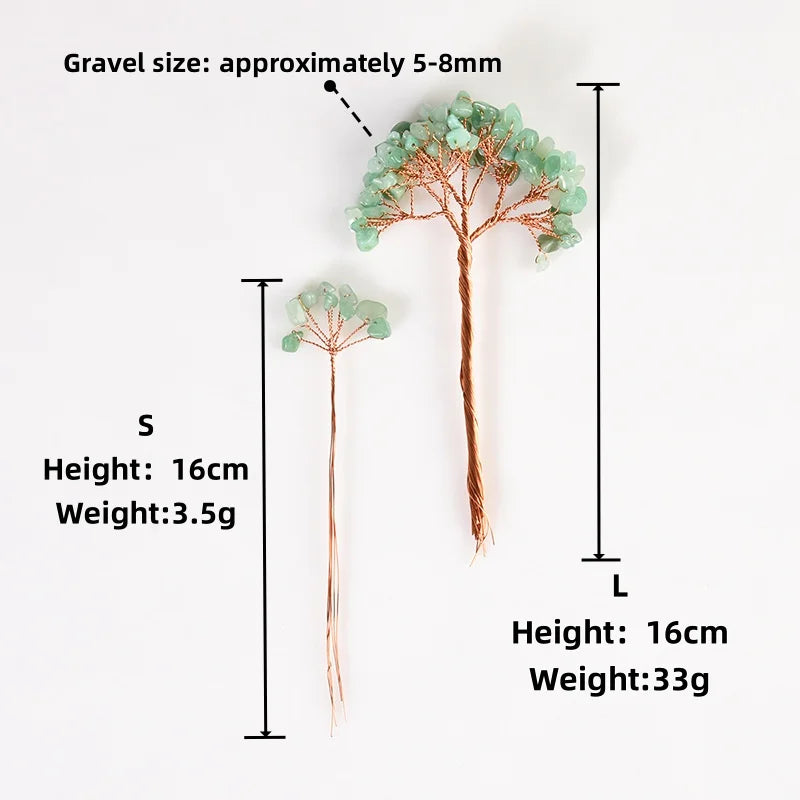 Carved Natural Crystal Chips Gemstone Tree Branch Semi-Precious Stone Home Decoration Ornament for DIY Craft Making