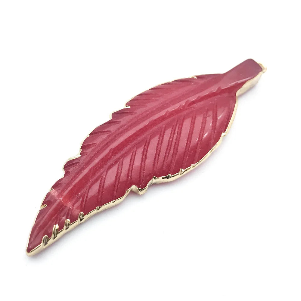 Gold Edge Natural Stone Feather Pendant, Angel Wing Gemstone Charm for DIY Necklace Earring Keychain Jewelry Making