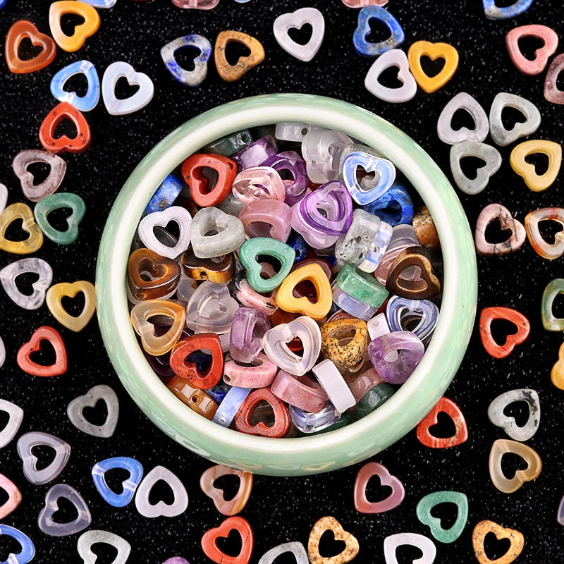 Wholesale 10mm Natural Stone Heart Beads | Tiger's Eye & Multi-Color Gemstone Loose Beads for Love & Energy Jewelry