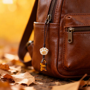 Yellow Tiger Eye gemstone fish pendant keychain