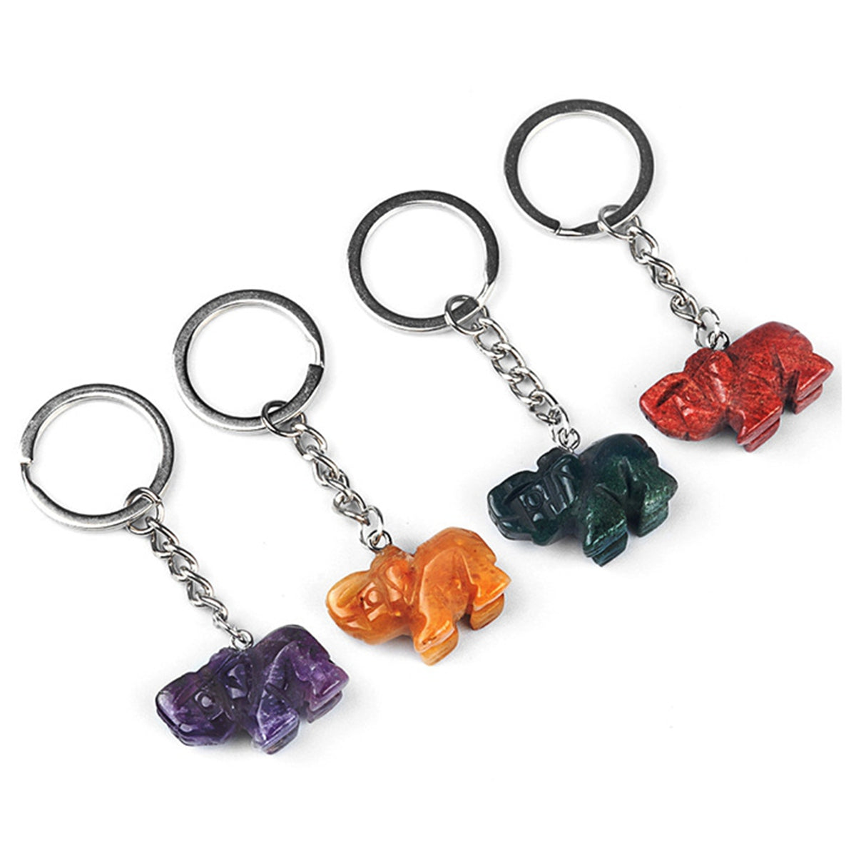 1 Inch Elephant Gemstone Pendant Keychain - Wildlife Animal Charm Key Ring for Keys, Bag, Backpack |Unique Gift for Animal Lover #KC2307S-A1
