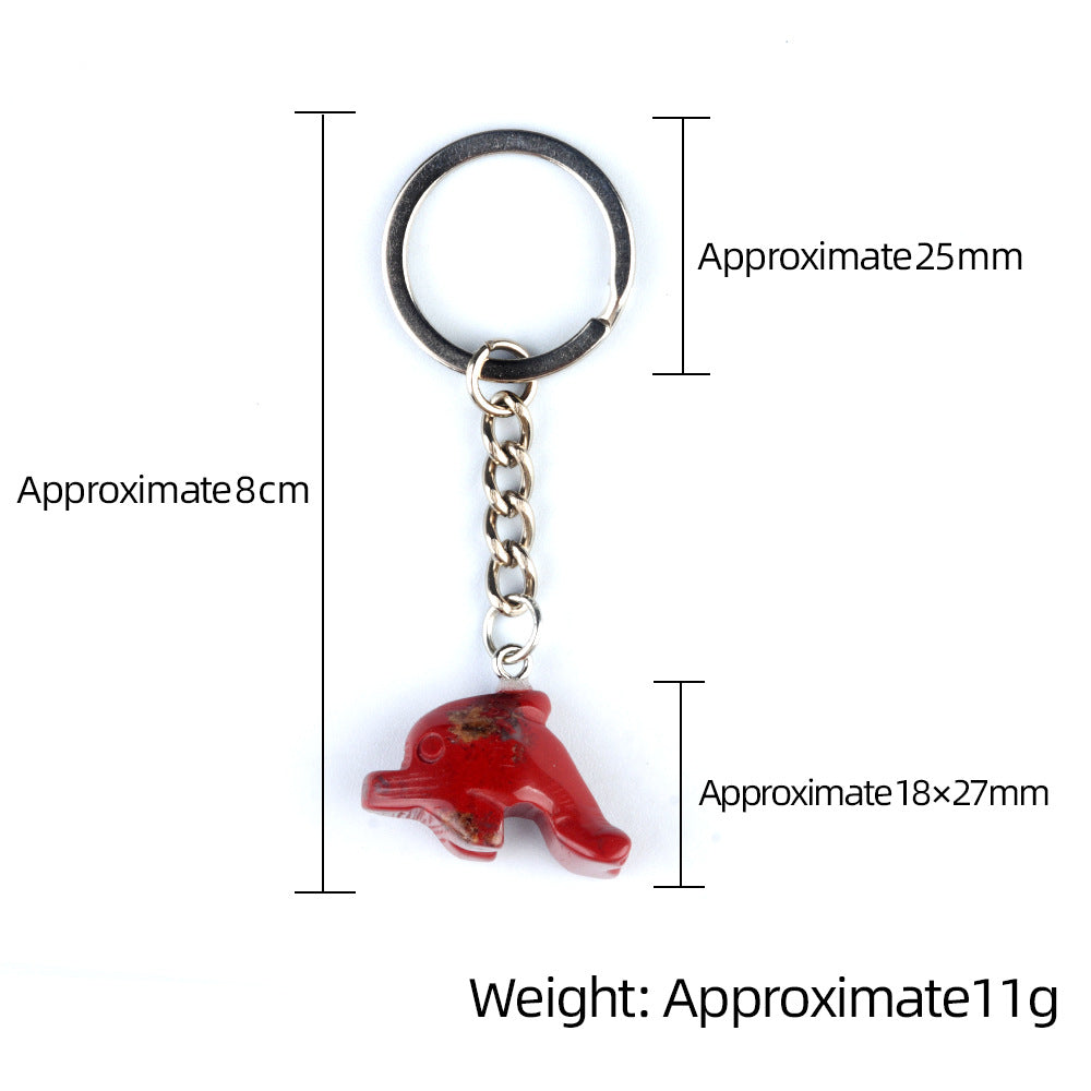 1.0Inch Dolphin Gemstone Pendant Keychain #KC2310S-A1