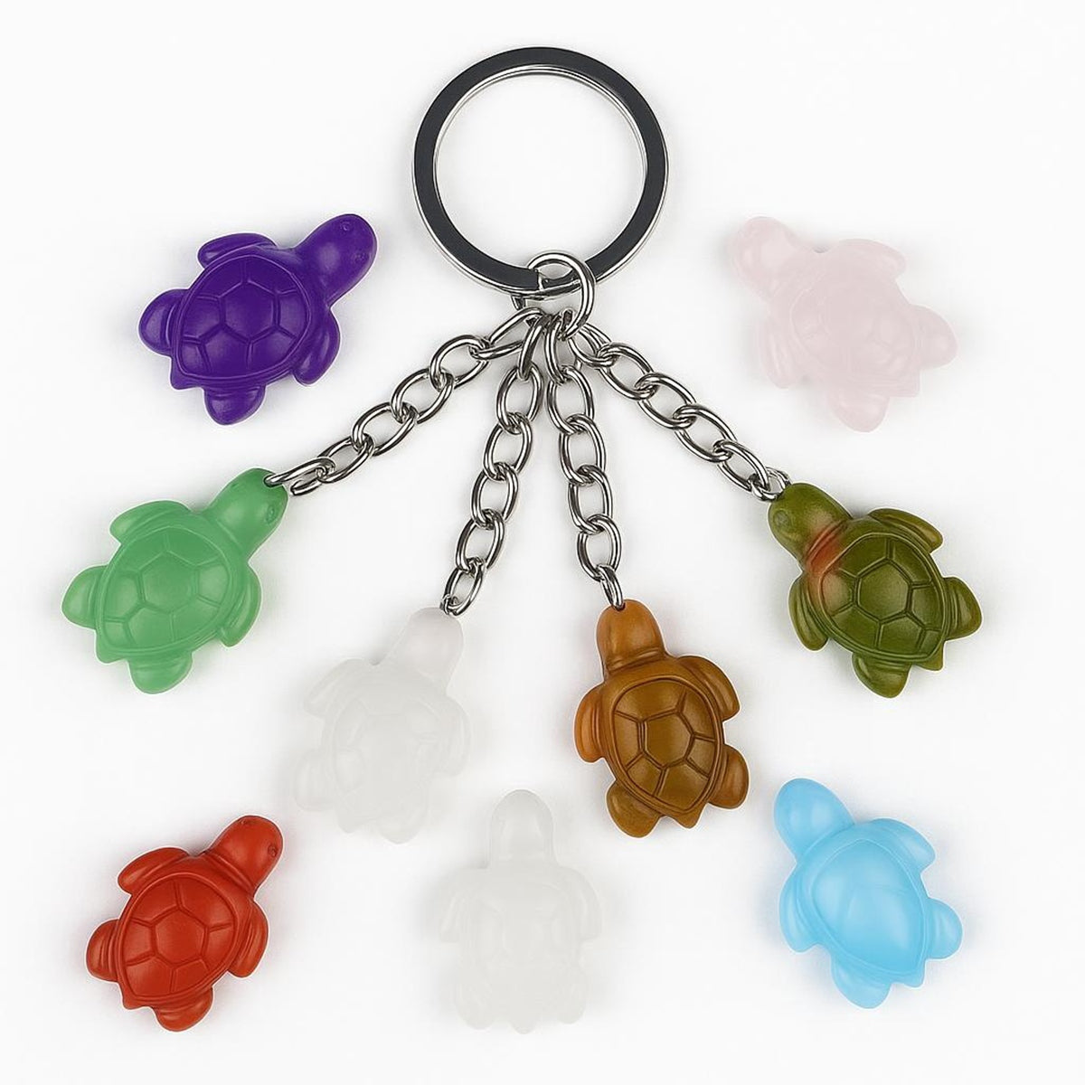Gemstone Tortoise Keychain - Natural Stone Animal Charm