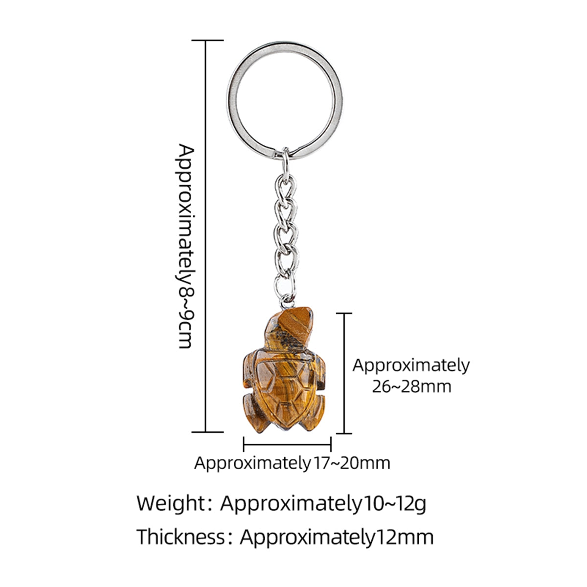 Gemstone Tortoise Keychain - Natural Stone Animal Charm #KC2311