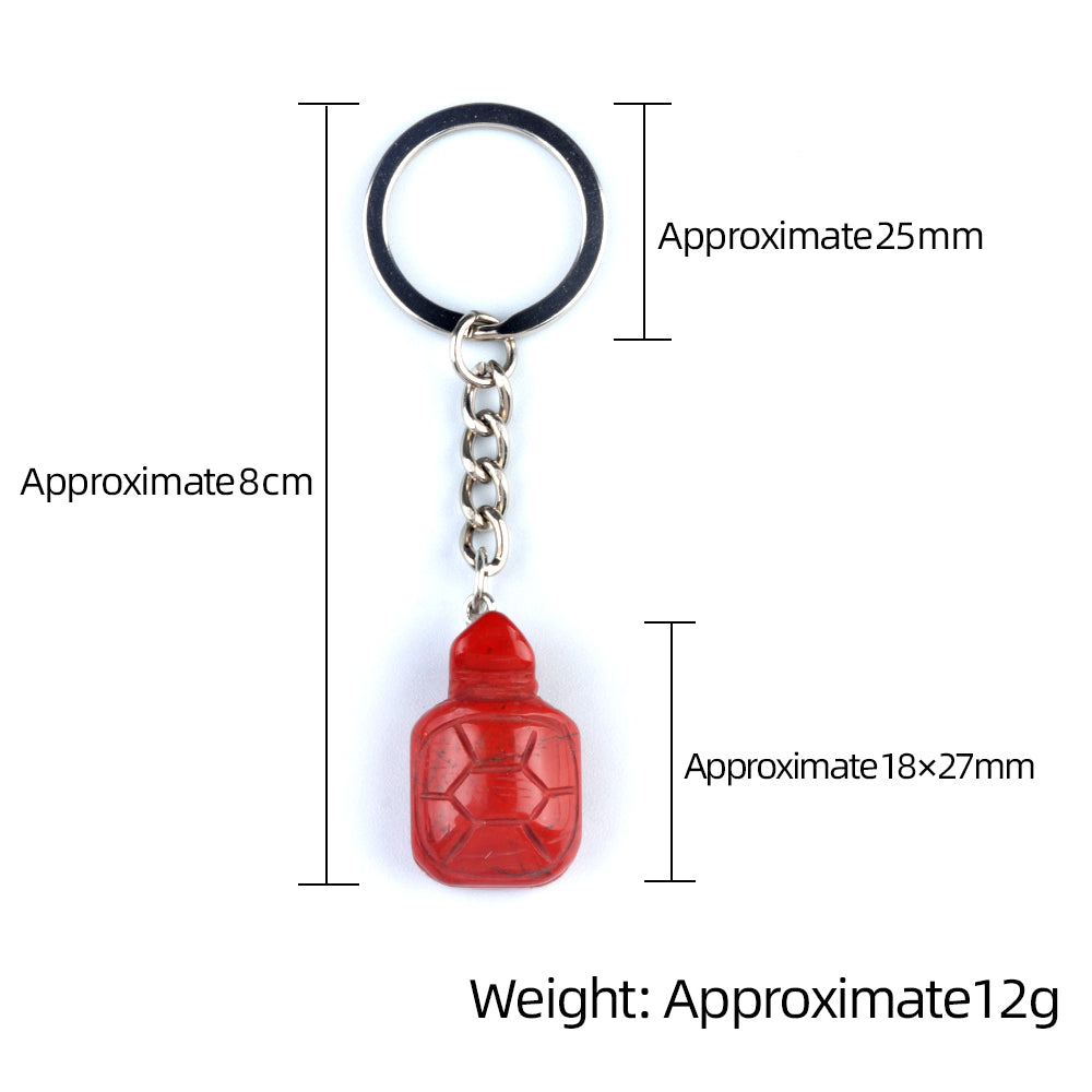 Gemstone Tortoise Keychain - Healing Crystal Bag Charm