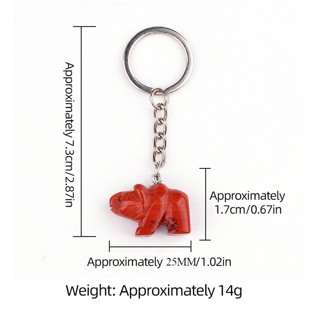 Hand-Carved Gemstone Bear Pendant & Keychain – 25MM Natural Stone Animal Charm, Perfect Key Ring Accessory for Bags & Purses (Unique Gift Idea) #KC2324S-A3
