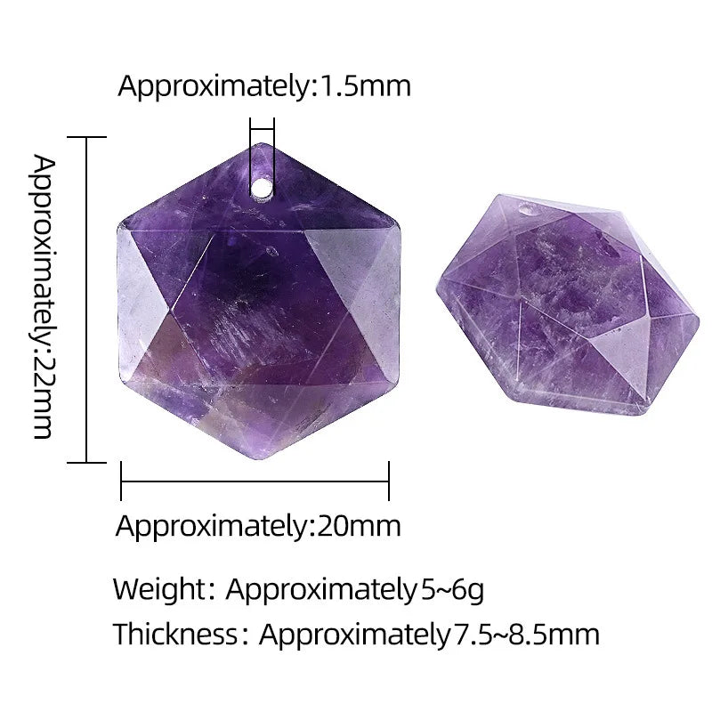 22mm Faceted Hexagon Crystal Stone Pendant with Lobster Claw Clasp Healing Crystal Charm for DIY Necklace Jewelry Making