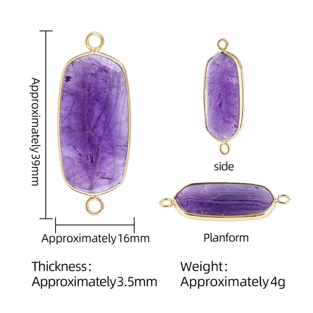 Natural Gemstone Hexagon Pendant Connector for Women | Gold Plated Healing Crystal Jewelry #SP2059