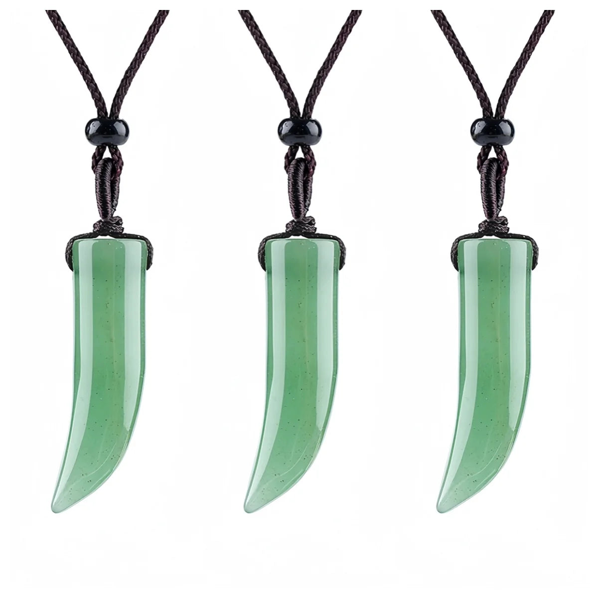 Green Aventurine Ox-Horn Stone Pendant Necklace Adjustable Rope In Gift Box Healing Stone Choker for Men Women #SN2017