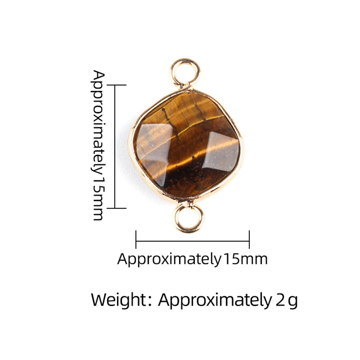 Natural Stone Rhombus Connector Pendant 15mm Faceted Double Loop Links Pocket Healing Reiki Chakra Decor DIY Jewelry Making #SP2051