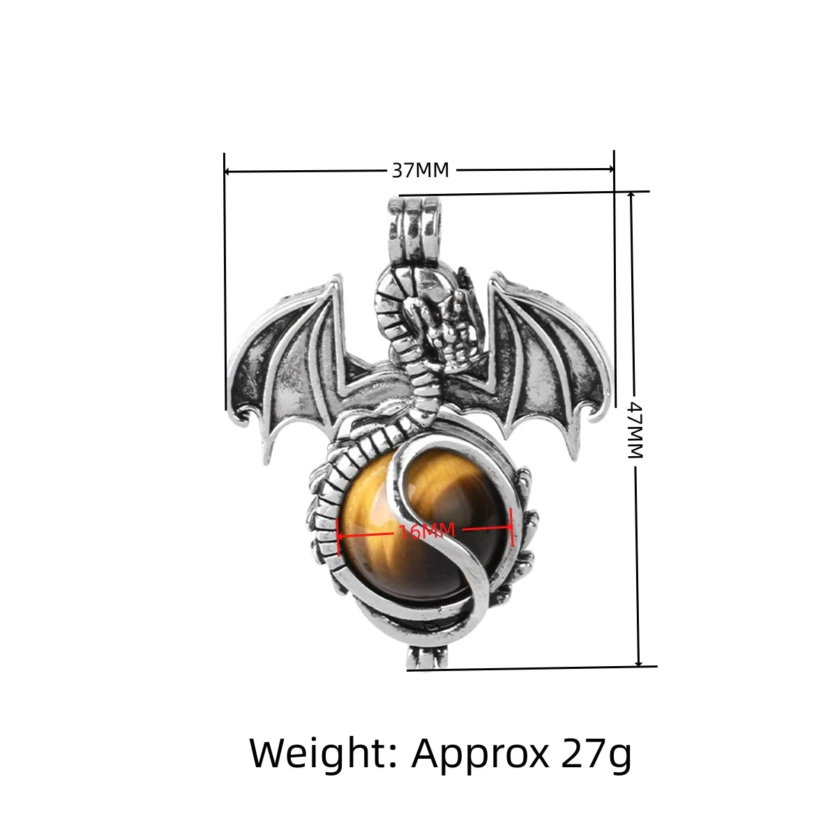 Vintage Silver Dragon Crystal Ball Pendant Supply, Mythical Flying Dragon Charm, Handmade Jewelry Making Findings for Men & Women