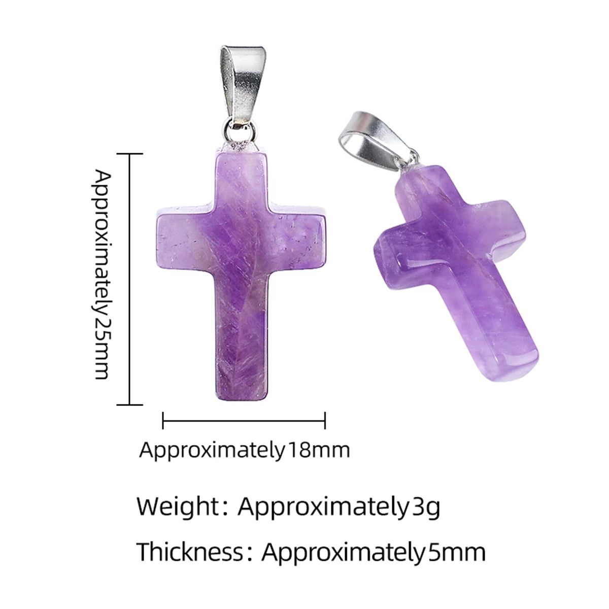 Natural Gemstone Cross Pendants 18x25mm Healing Crystal Stone Charms Handcrafted Spiritual Reiki Energy Protection