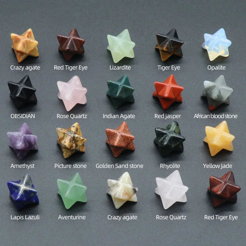 Mini Merkabah Energy Balance Stones, 20mm Polished Healing Quartz Crystals Talisman, Wicca Spiritual Protection Pocket Palm Stone
