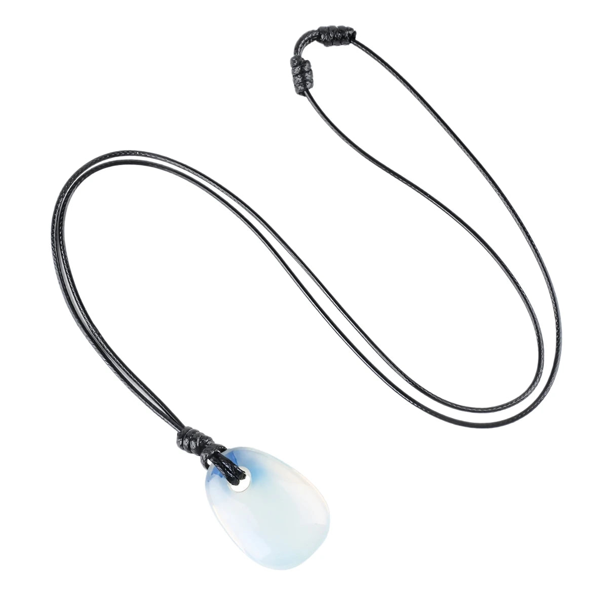 Opalite Trapezoid Crystal Pendant Necklace Adjustable Rope Choker Natural Stone Healing Reiki Jewelry Unisex Gift Box #SN2028