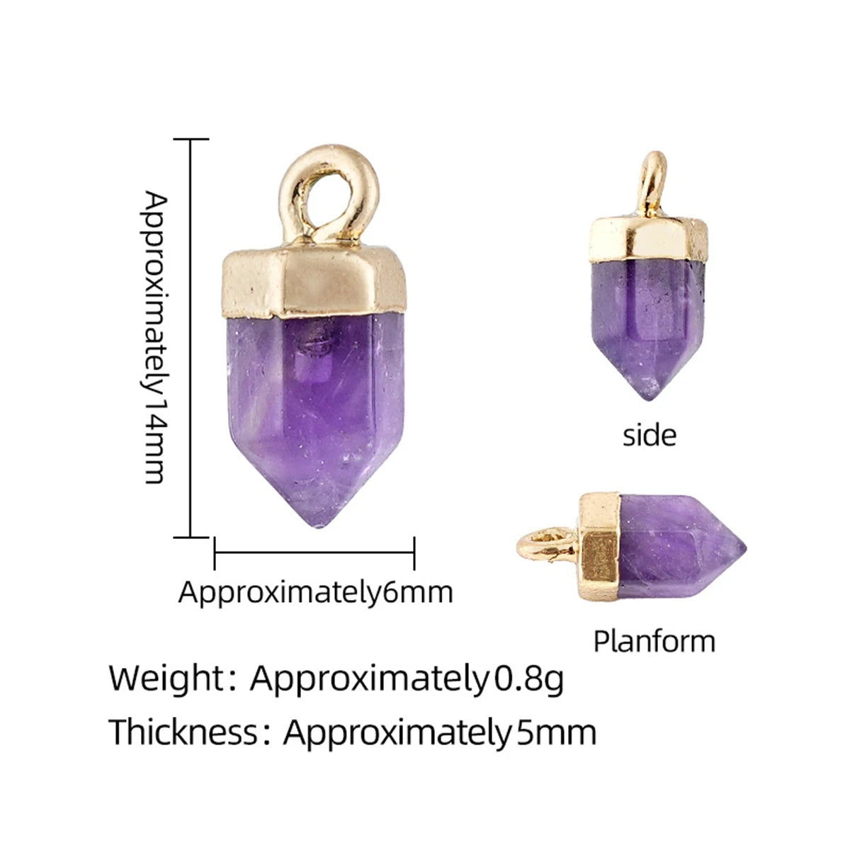 Mini Hexagonal Point Crystal Pendant Natural Stone Bullet Shape Charm for DIY Jewelry Making Necklace Earrings Supplies