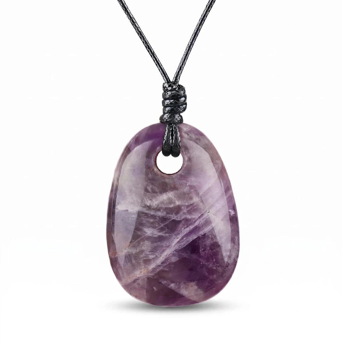 Amethyst Trapezoid Crystal Pendant Necklace Adjustable Rope Choker Natural Stone Healing Reiki Jewelry Unisex Gift Box #SN2028