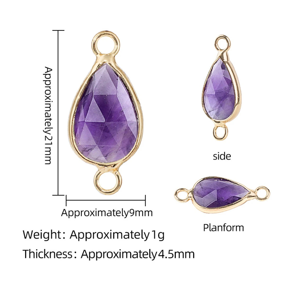 Faceted Teardrop Stone Connectors Charms with Double Loops DIY Jewelry Making #SP2045