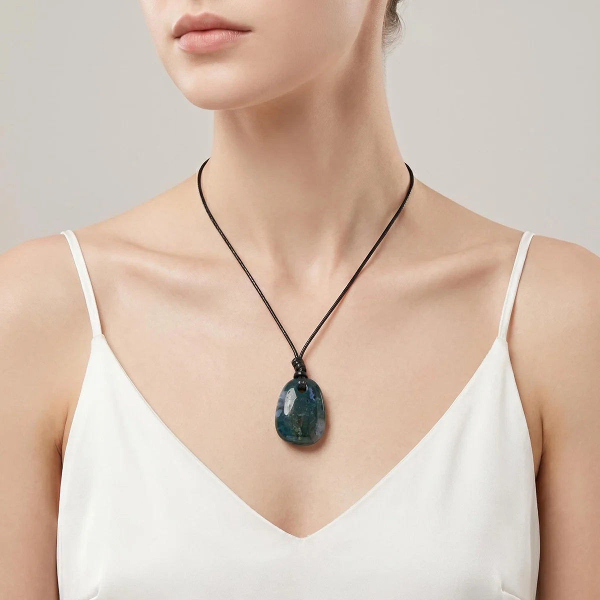Fancy Jasper Trapezoid Crystal Pendant Necklace Adjustable Rope Choker Natural Stone Healing Reiki Jewelry Unisex Gift Box #SN2028